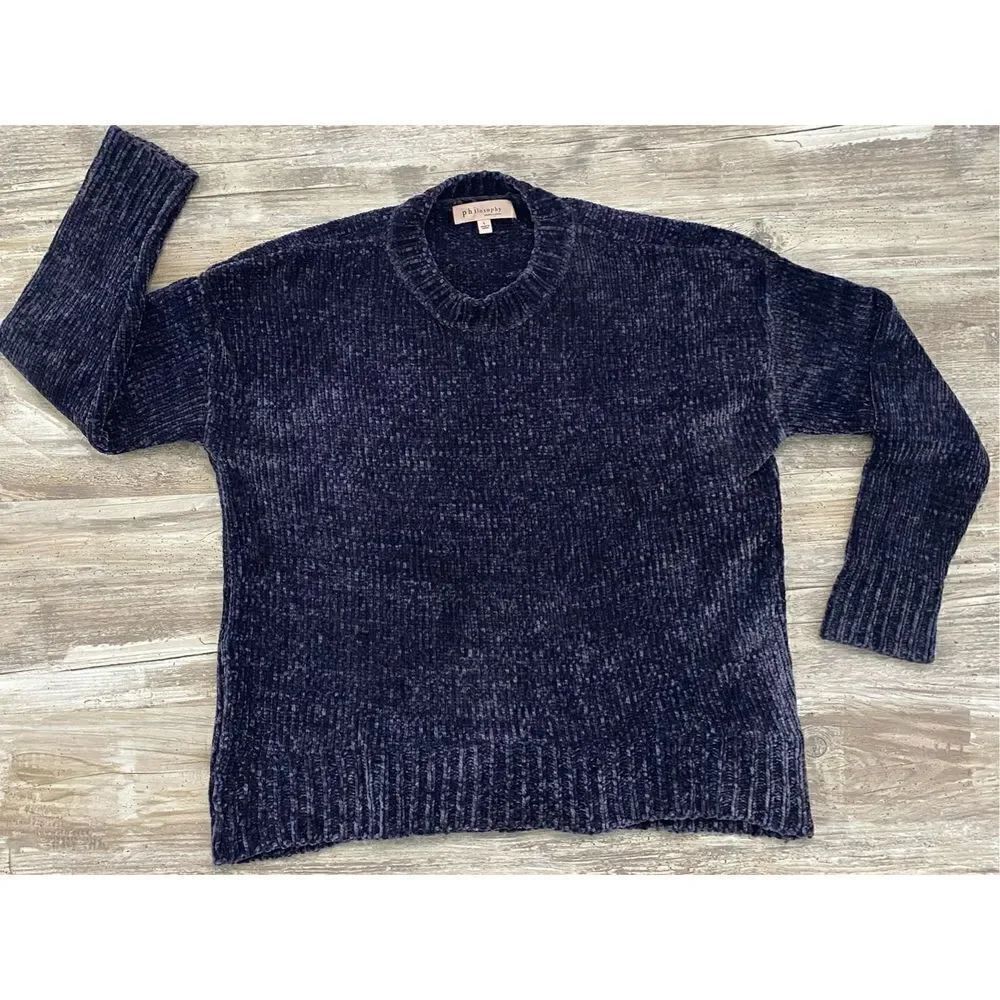 Philosophy Chenille Sweater Navy Blue Womens Size Large